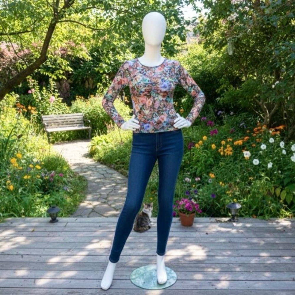 💎$3 WITH BUNDLE💎 Sheer Mesh Floral Top S - Picture 8 of 8